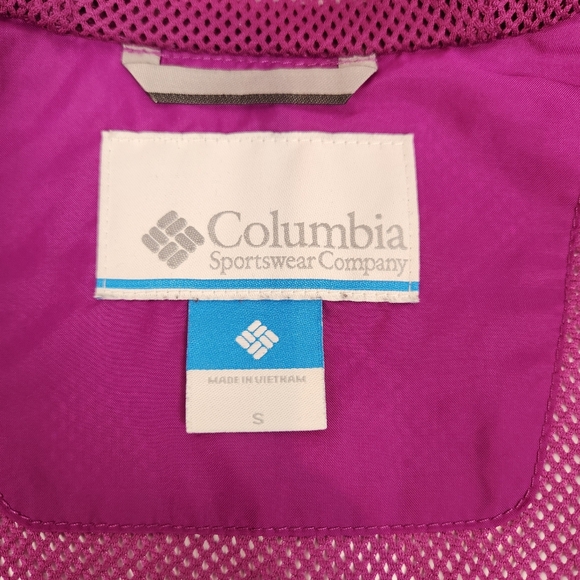Columbia Mesh Lined Rain Jacket Pink and Purple Hood Zip Pockets Women's small - Picture 5 of 8